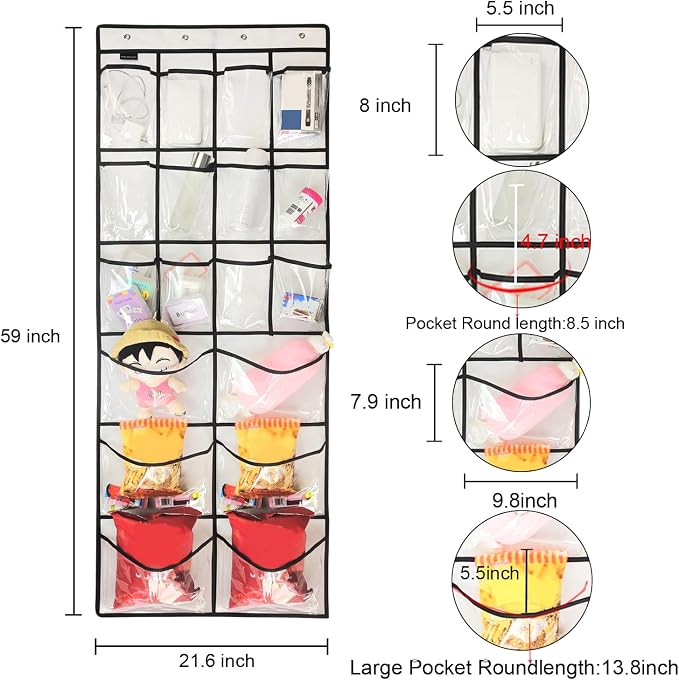 Extra Large Hanging Crystal Clear Over Door Shoe Organizers, Closet Shoe - Image 3