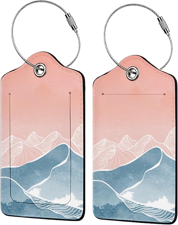 Mountain with Line Art 2 Pcs Luggage Tags, Privacy Cover ID Label with by Unknown