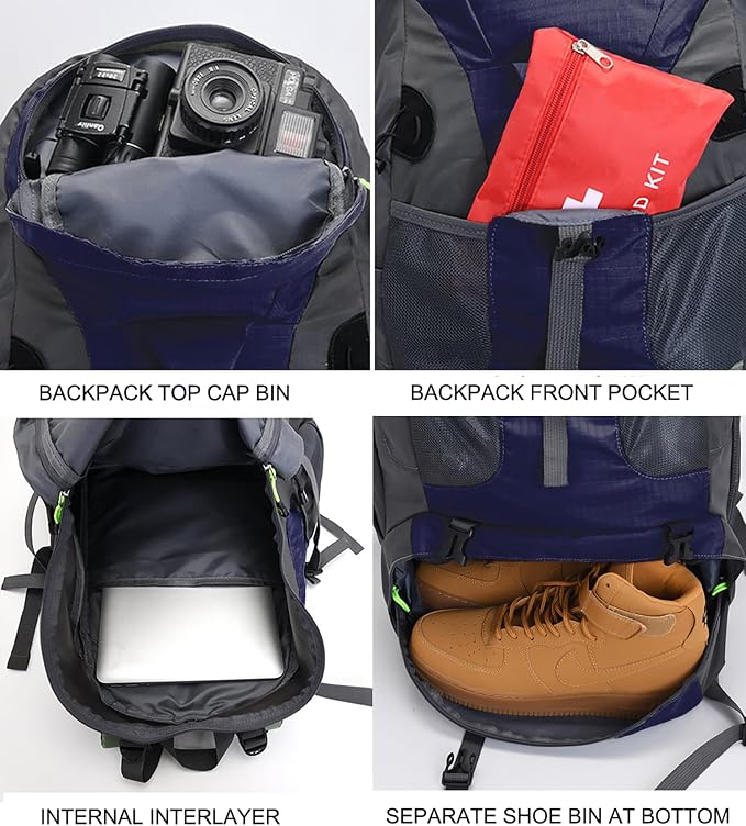 Bseash 50L Hiking Backpack, Water Resistant Lightweight Outdoor Sport Daypack - Image 4