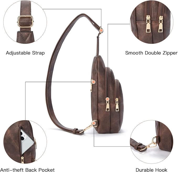 Telena Small Sling Bag for Women Leather Crossbody Fanny Packs Chest Bag for - Image 4