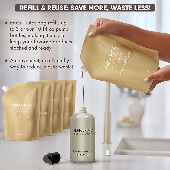 Terra Pure Spa Collection 1 Liter Shampoo Refill Bag - Image 3