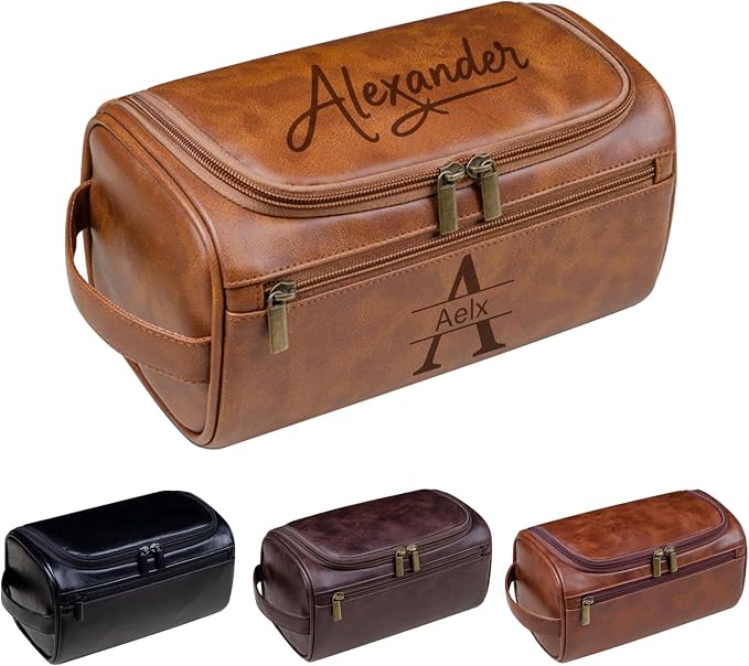 3-in-1 unisex PU toiletry bag: laser engraving & detachable waterproof section. by BOICHEN