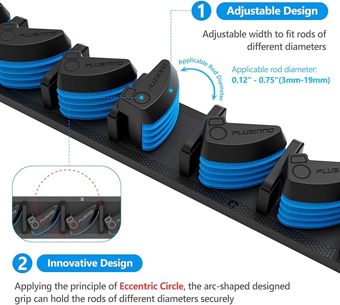 PLUSINNO 2 pack Vertical Fishing Rod rack, Wall Mounted Fishing Rod holder - Image 4