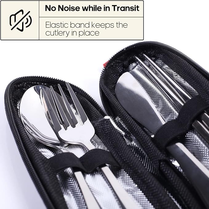 Travel Utensils with Case, Quatish Portable Silverware Set - Image 3
