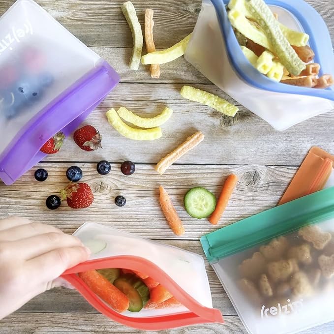 zip 5-pack Stand-Up Reusable Bags | BPA-Free, Food Grade, Freezer and - Image 2