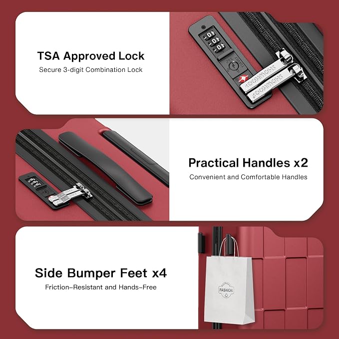 SHOWKOO Luggage Sets 3 Piece Hardside Expandable Lightweight PC Suitcase Sets - Image 7