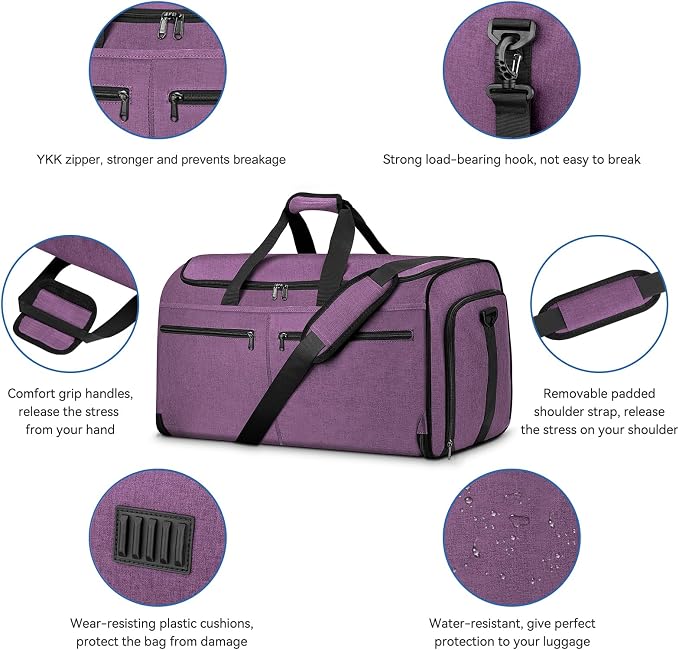 Large Garment Bag for Travel, Bukere Convertible Suit Travel Garment Duffel Bag - Image 5