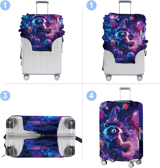 Raccoon Luggage Cover Washable Suitcase Protector Anti-Scratch, Stretchable Fit - Image 4