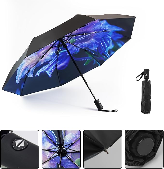 SY COMPACT Travel Umbrella Windproof Automatic Umbrellas Small Compact UV Sun - Image 5