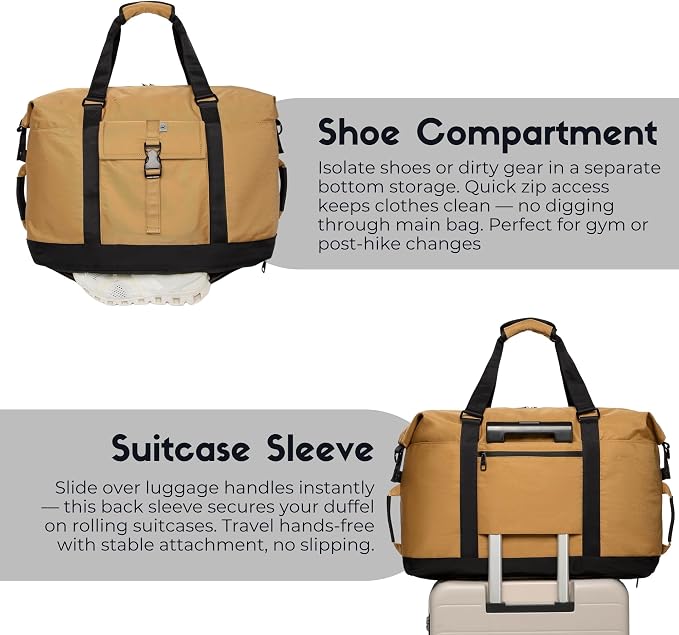 SUNNY BIRD Duffel with Utility Pouch, 40L Weekender Overnight Bag with Shoe - Image 9