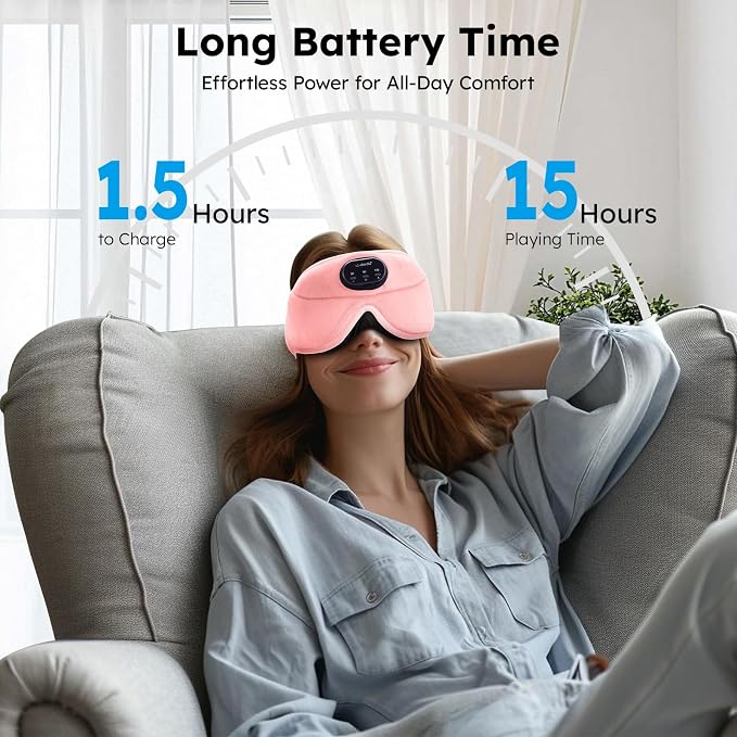 LC-dolida White Noise Sleep Mask, 3D Sleep Headphones - Image 8