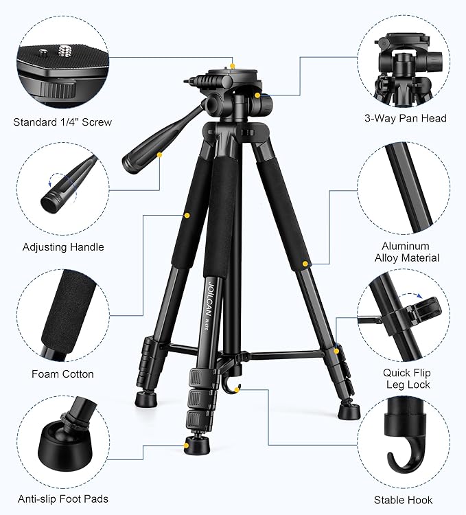 JOILCAN Tripod for Camera, Phone Tripods for Video Recording Photo Vlog - Image 6