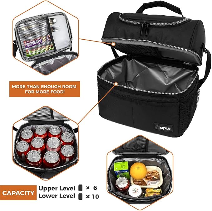 OPUX Lunch Box For Men Women, Insulated Large Lunch Bag Adult Work, Double - Image 7