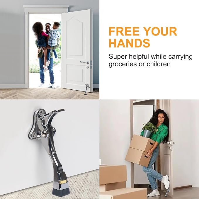 2 Packs Heavy Duty Kickdown Door Stopper, One Touch Adjustable Kickdown Door - Image 3