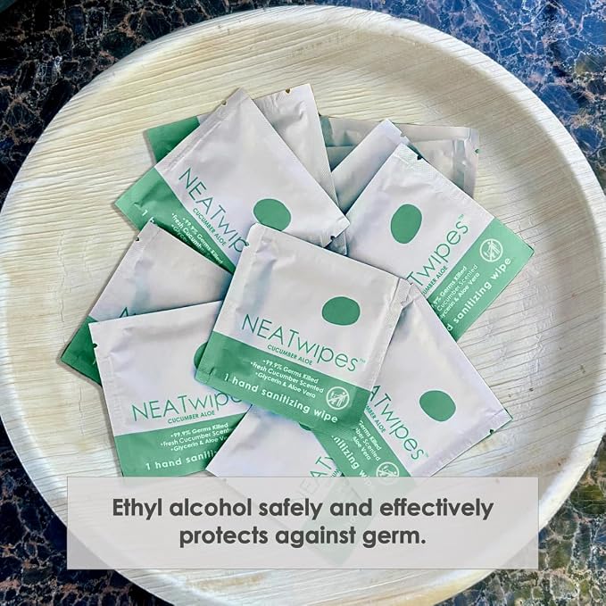NEATwipes Hand Sanitizing Wipes | Travel Size | Disposable Wet Wipe & - Image 4
