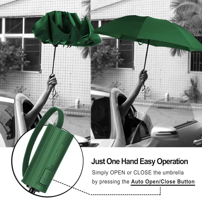 LANBRELLA Compact Reverse Folding Umbrella Auto Windproof Travel Umbrella - Image 5