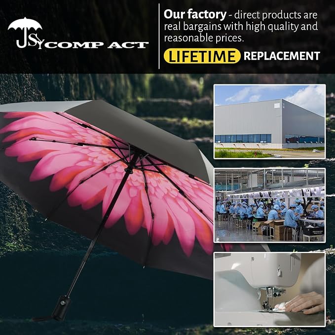 SY COMPACT Travel Umbrella Windproof Automatic Umbrellas Small Compact UV Sun - Image 7