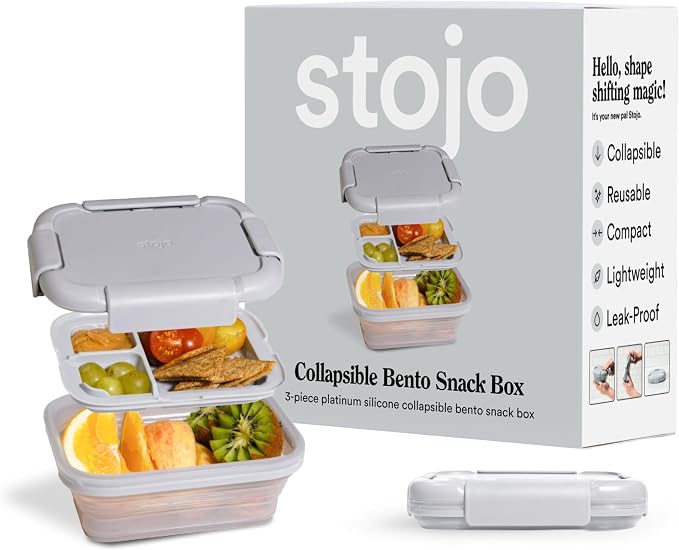 STOJO Collapsible Bento Box, Leak-Proof, Microwave & Dishwasher Safe, Premium by stojo