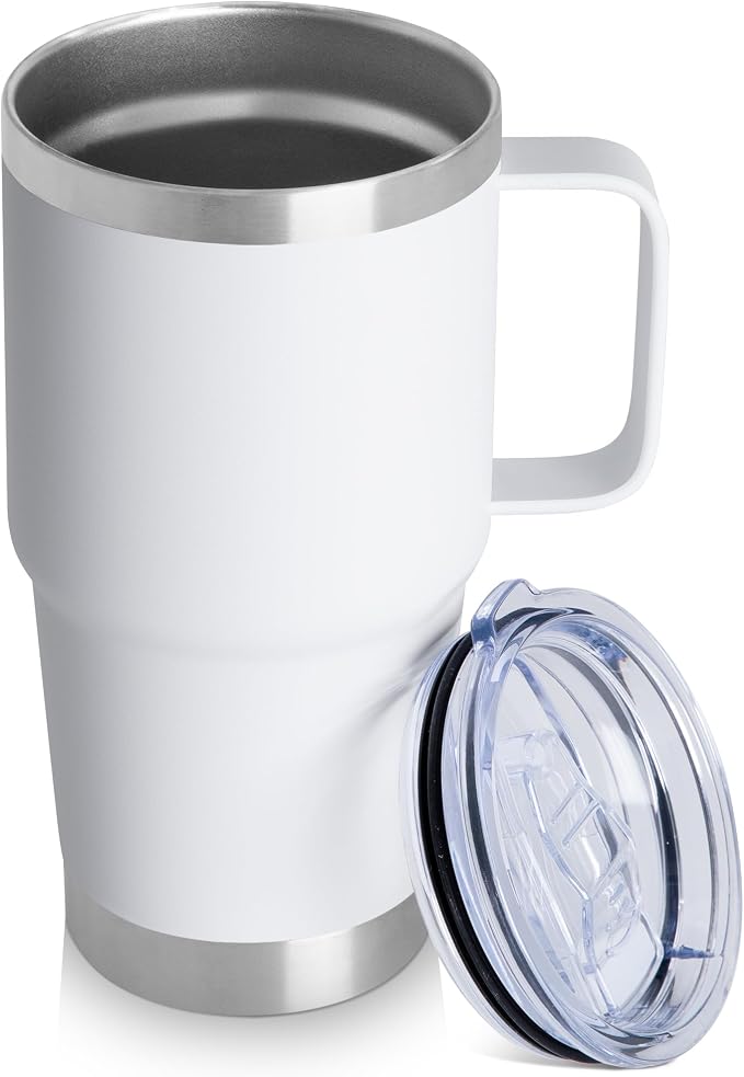 20oz Tumbler with Handle & Lid, Insulated Stainless Steel Travel Mug, Leakproof by HASLEOUTFITTERS
