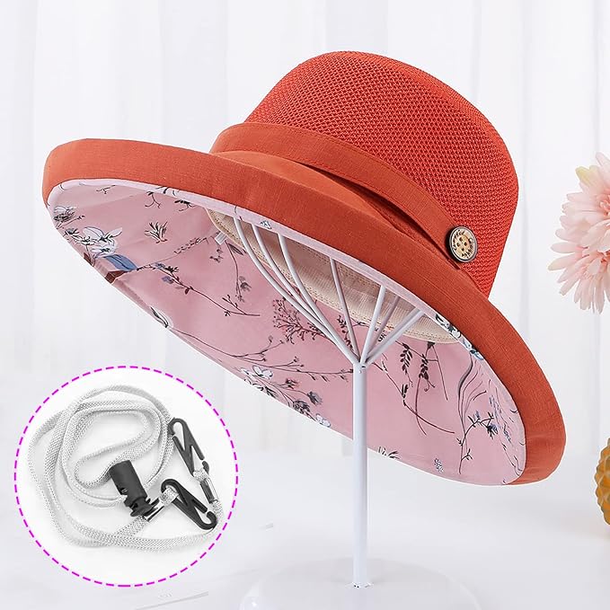 Women Wide Brim Sun Hats Metal Wired Edge Summer UV Protection Beach Fishing Hat - Image 2