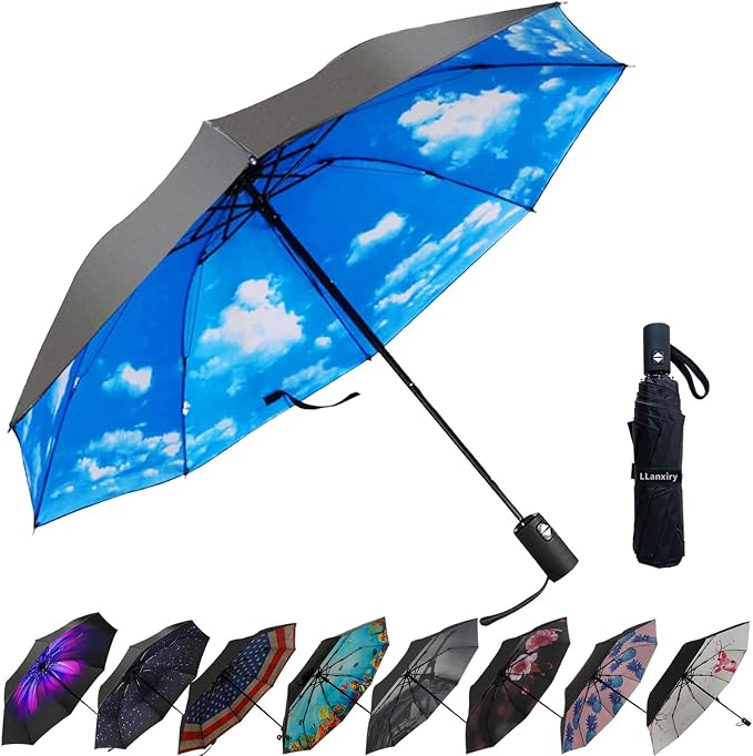 LLanxiry Compact Travel Umbrella, Mini Windproof Umbrellas by LLanxiry