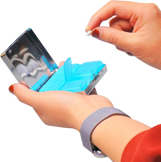 Cute and Portable Metal Pill Organizer – 8 Compartments, Elegant Chrome Finish - Image 6