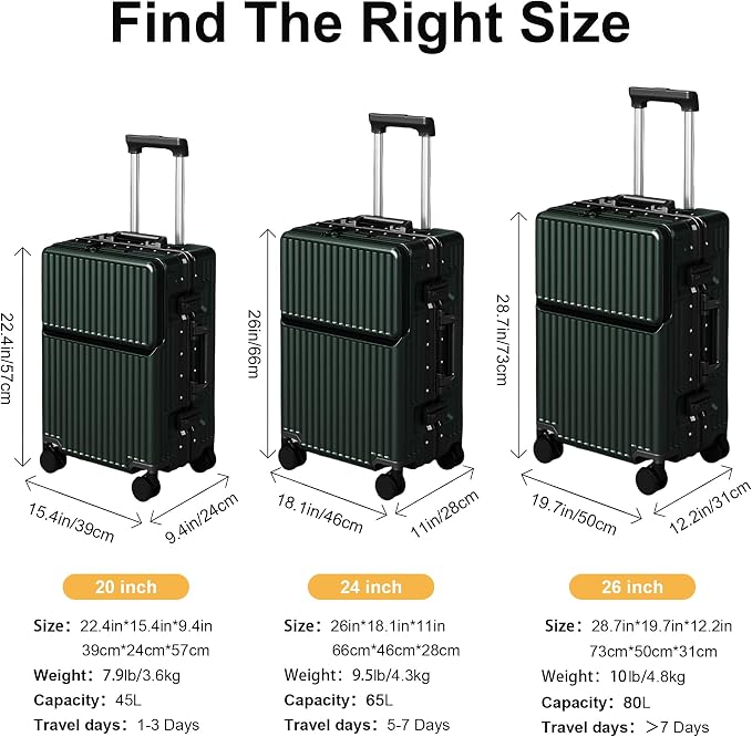 2-Piece Hardshell Zipperless Luggage Set, 20/26" Aluminum Frame Hardshell - Image 5