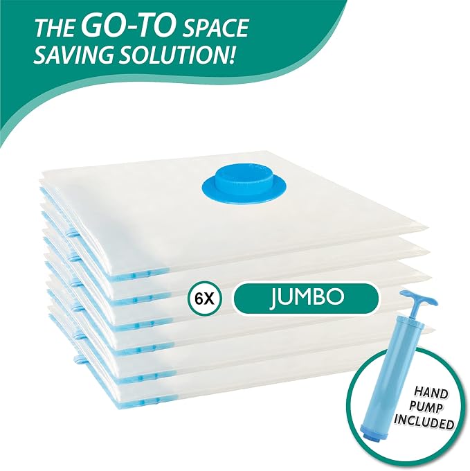 6 Jumbo Vacuum Storage Bags, Space Saver Bags Compression Storage Bags - Image 4