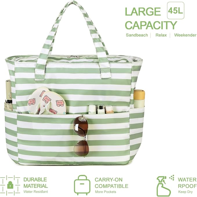 LEDAOU Beach Bag Waterproof Sandproof Women Tote Bag Pool Bag - Image 9