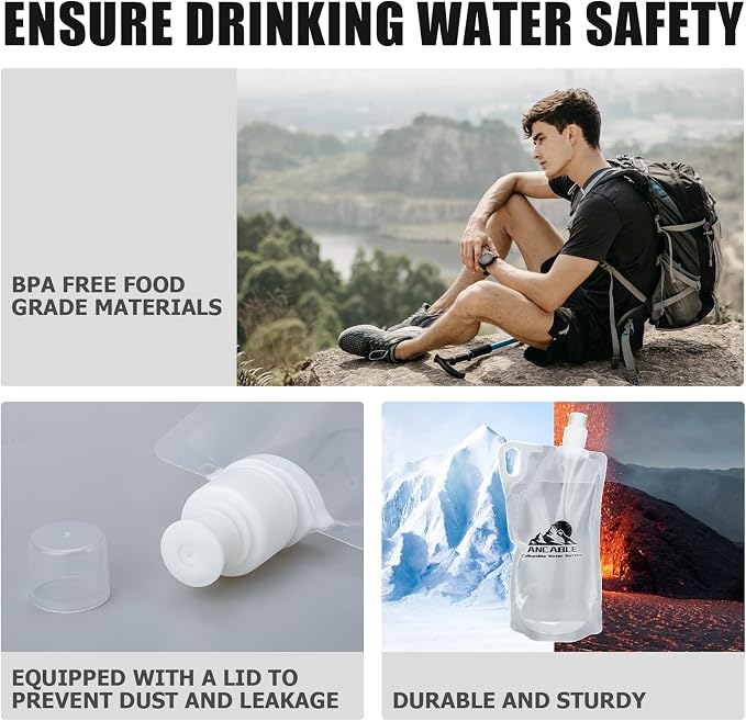 1L Hiking Collapsible Water Bottles - Image 4
