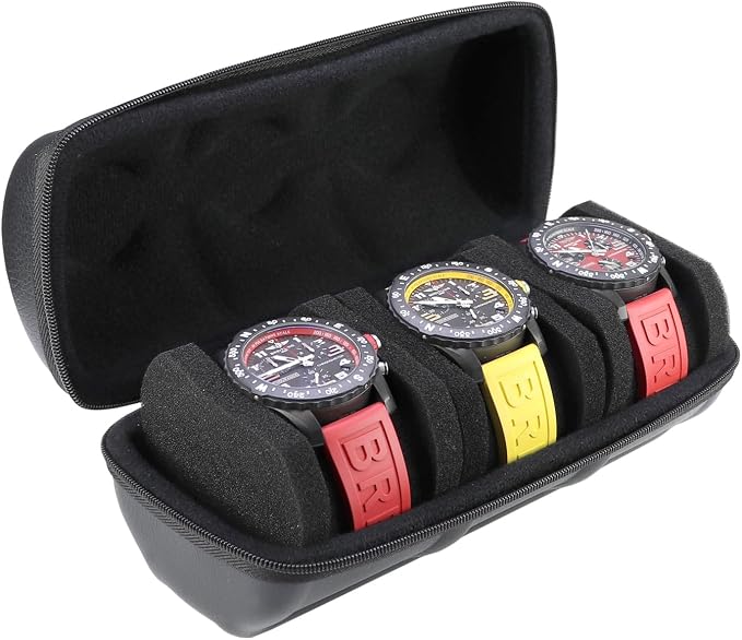 Juntan 3 Slots Hard Watch Travel Case, Portable PU Leather Zipper Storage - Image 3
