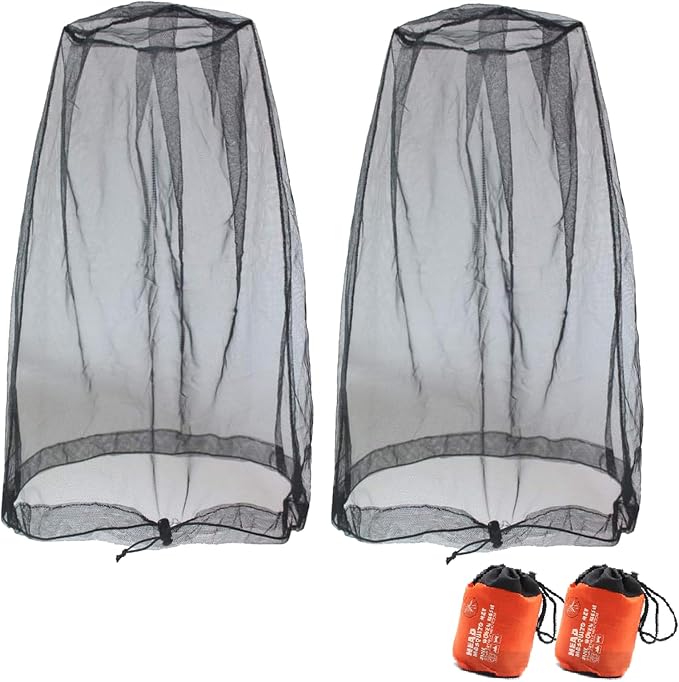 Mosquito Head Net for Insect, 2 Pack, Ultra-Fine Mesh, Fly Bug Mosquito Net Hat by Gwindrise
