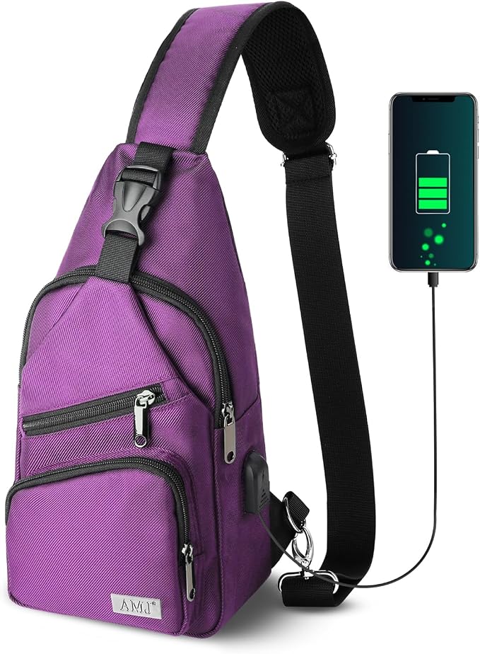 AMJ Crossbody Sling Bag Men Women, Casual Shoulder Backpack, Chest Daypack by AMJ