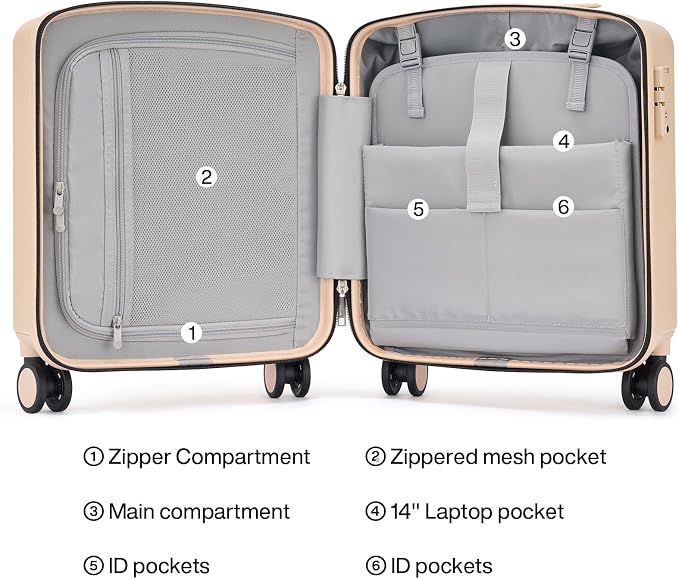 Hanke 16 Inch Underseat Carry On Luggage, Airline-Approved Hard Shell Small - Image 6