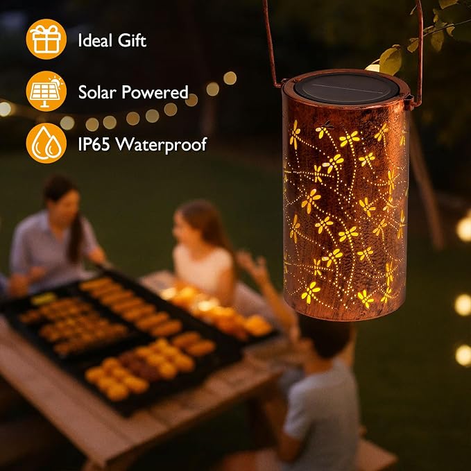 Homemory Dragonflies Solar Lanterns Lights Outdoor Waterproof, Hollowed-Out - Image 7