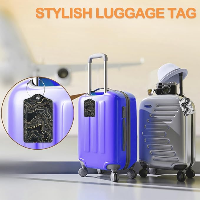 Abstract Line Art 3 Pack PU Leahter Luggage Tag - Image 5