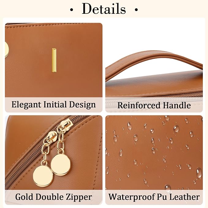 Birthday Gifts for Women Teen Girl, Personalized Initial Makeup Organizer Bag - Image 4