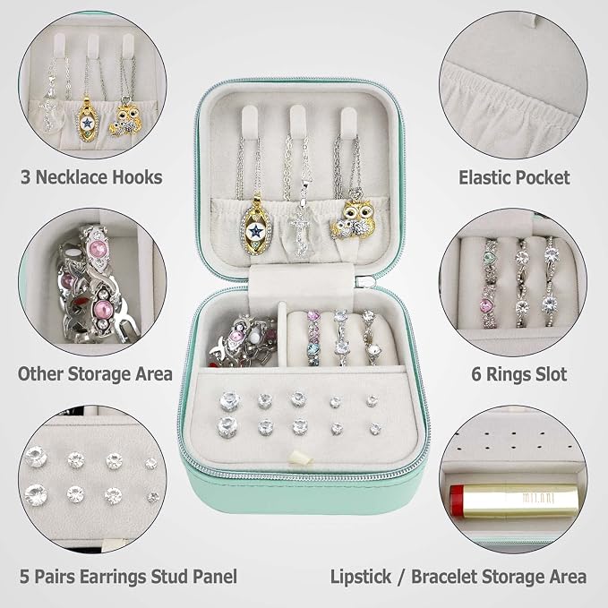 PU Leather Travel Small Portable Mini Travel Jewelry Organizer - Image 2