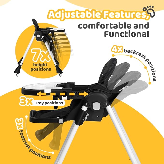 JOYMOR Foldable Baby High Chair, 4 in 1 Convertible Highchair - Image 3