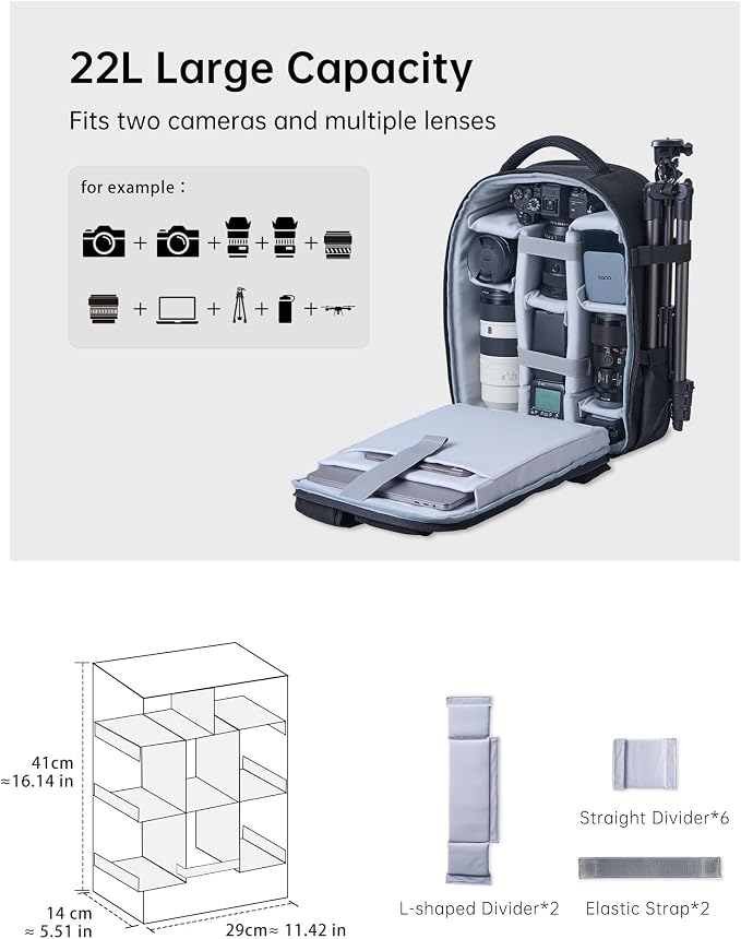 llano 22L Large Hardshell Camera Backpack Case, Camera Bags - Image 3