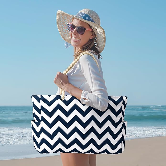 Becokan Beach Bag Large Beach Tote Bag - Image 6