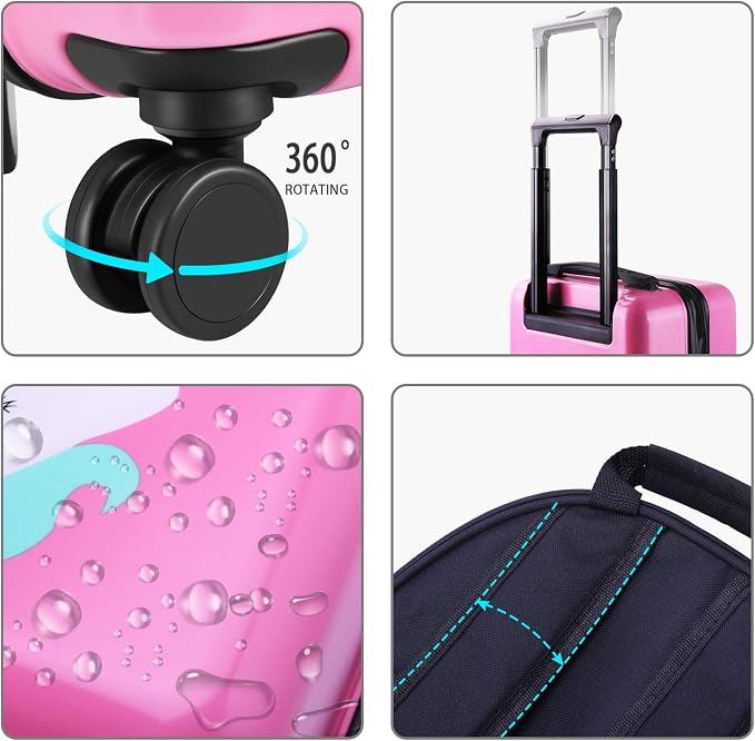 iPlay, iLearn Unicorn Kids Luggage, Girls Carry on Suitcase, Toddler Rolling - Image 3