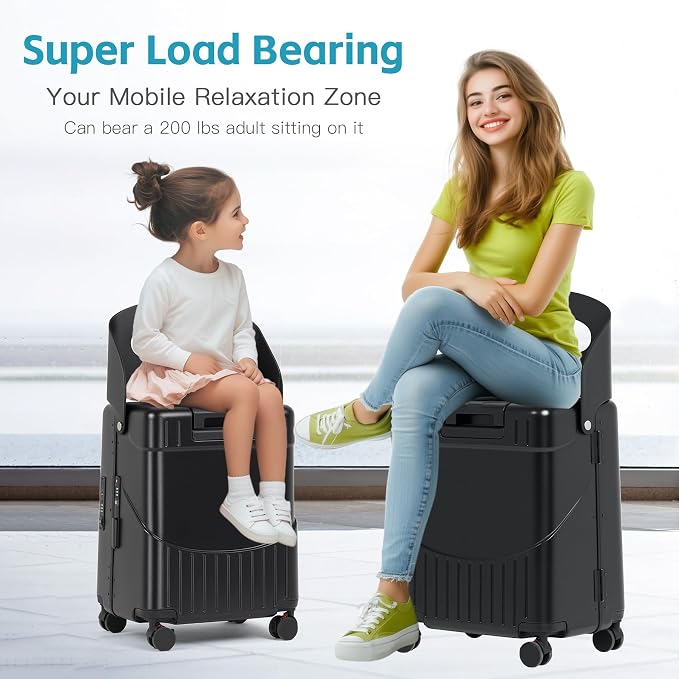 22" Ride On Luggage with Seat for Kids & Adults, Lightweight Hardside Ride-On - Image 6