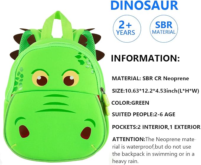JiePai Dinosaur Toddler Backpack Hippo Kids Backpack Waterproof Cartoon - Image 6