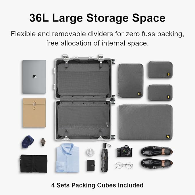 LEVEL8 Gibraltar Carry on Luggage, 20 Inch Aluminum Zipperless Luggages Airline - Image 7