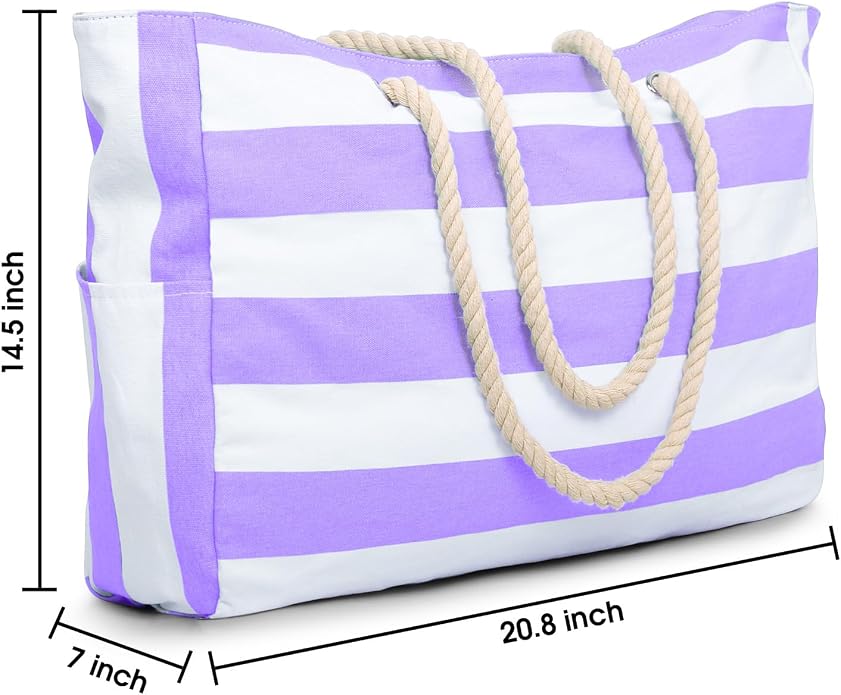 Becokan Beach Bags for Women Large Waterproof Beach Tote Bag Zipper Beach Bags - Image 4