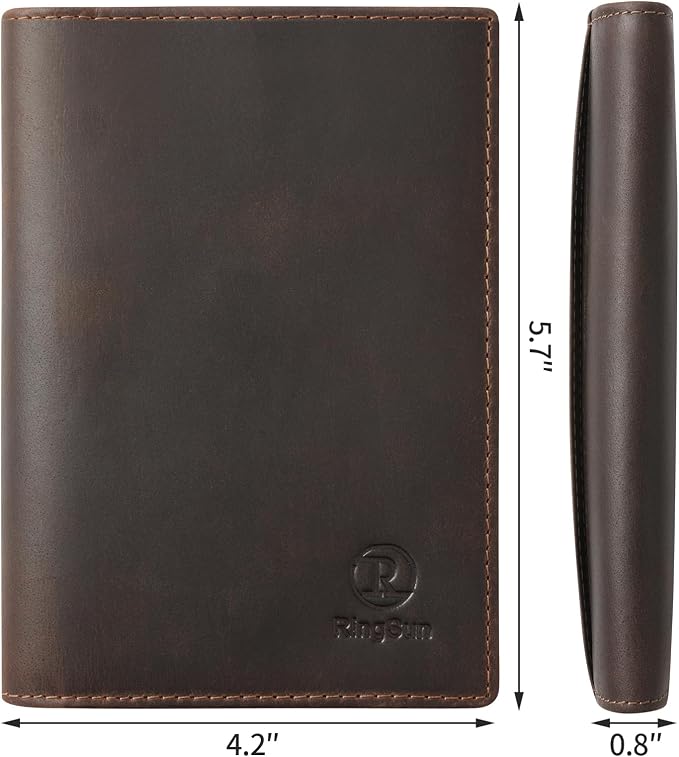 Ringsun Leather Passport Cover for Men Women, RFID Passport Wallet Case Travel - Image 3