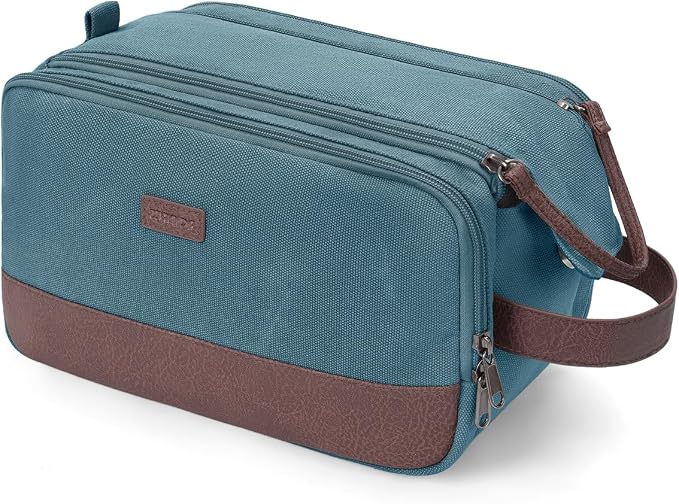 WANDF Toiletry Bag for Men Travel Toiletry Organizer Canvas and Leather Dopp by WANDF