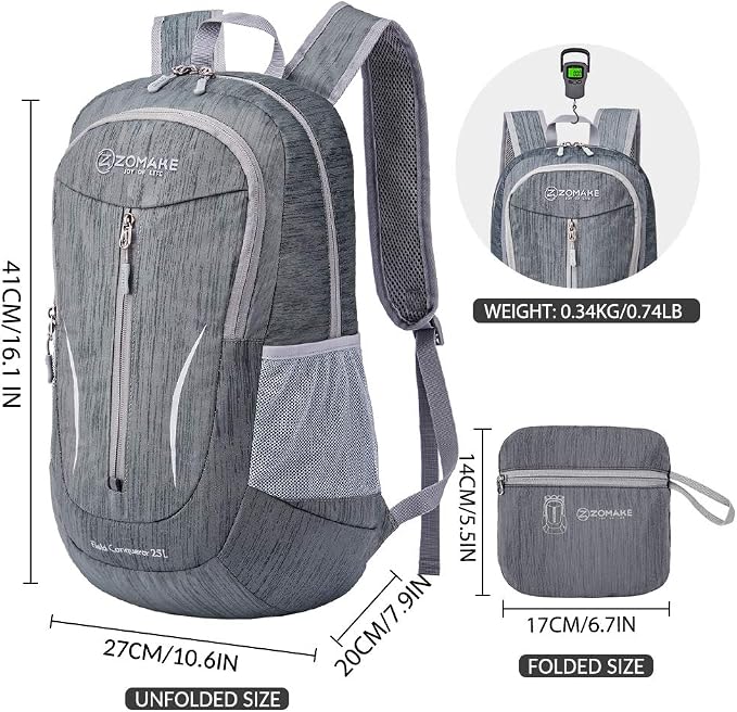 ZOMAKE 25L Ultra Lightweight Packable Backpack, Foldable Hiking Backpacks Water - Image 2