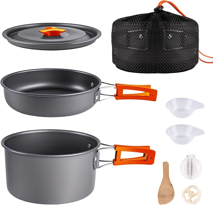 aiGear Camping Cookware Mess Kit, Non-Stick Camping Pan Pot Kettle, Lightweight by aiGear
